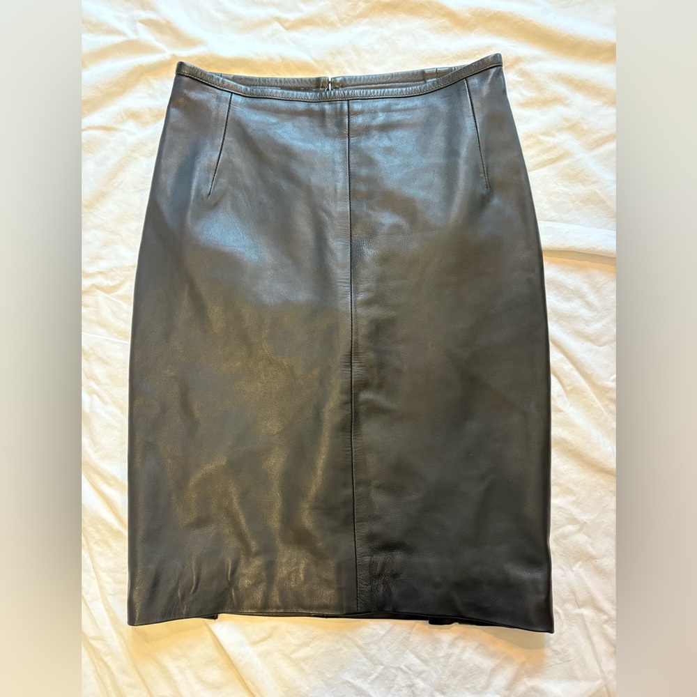 Tufi Duek black leather pencil skirt size 38 US 10